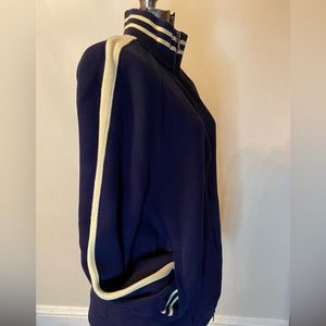 Mens Game Day Zip Up - Size L - Navy Blue w/Pale Yellow Stripe